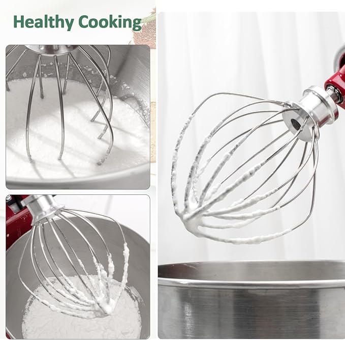 [Upgrade] K45WW Full-body Stainless Steel Wire Whip for KitchenAid, Fit Kitchenaid 4.5 and 5-Quart Tilt-Head Stand Mixer, Food Grade Stainless Steel Attachment, Healthier, Rust free, More Durable