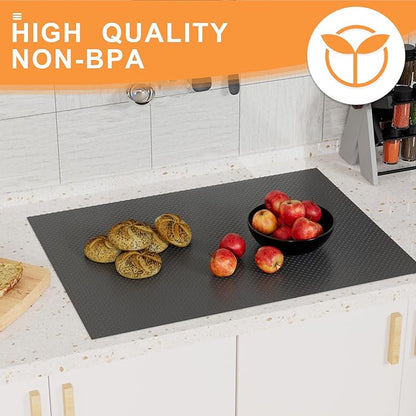 FLPMIX Shelf Liners for Cabinets Black: Non-Adhesive Waterproof Kitchen Drawer Mat - Easy to Cut Small Cupboard Liner for Pantry Shelves 10" x 240 Inch