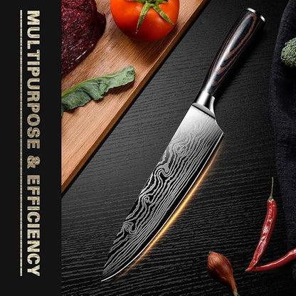 Professional Chef Knife, 8 Inch Pro Kitchen Knife, German High Carbon Stainless Steel Knife with Ergonomic Handle