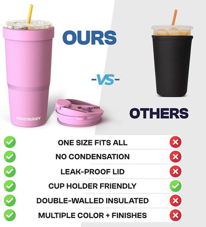 Frost Buddy Togo Buddy | 30 oz Stainless Steel Vacuum Insulated Tumbler | To Go Coffee Cup – Iced Coffee Cups, Iced Coffee Sleeve, Travel Mug, Thermal Cup for Hot & Cold Drinks, Dunkin Cup (Berry)
