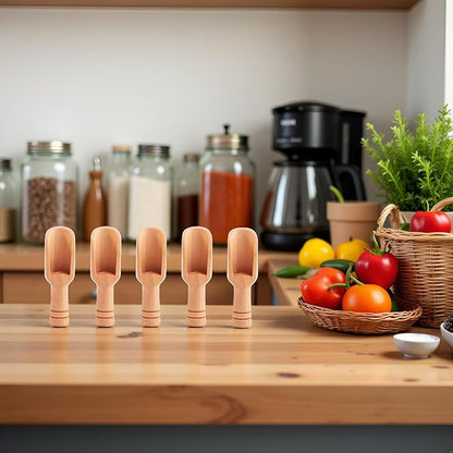 5Pcs Mini Wooden Spoon, Mini Bamboo Spoons, Bath Salt Spoon Condiment Wooden Spoon Cooking Spoons for Kitchen and Dining Spices Beans Rice Flour Sugar Tea