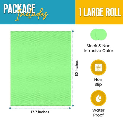 Refrigerator Liners for Shelves by Linda’s Essentials - Easy to Clean Fridge Liner with Spill Protection Fridge Shelf Liners & Drawer Liner, Nonslip BPA-Free Refrigerator Mats (Green Roll)