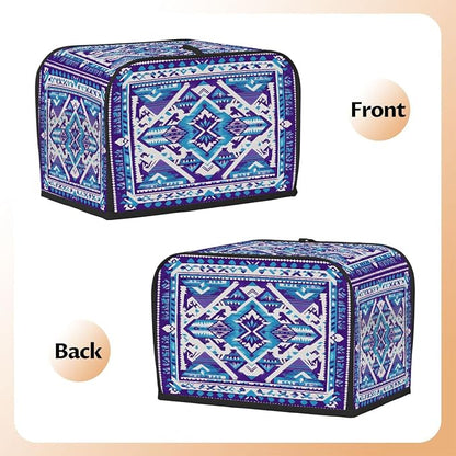 4 Slice Blue Ethnic Aztec Toaster Cover Waterproof Dust Fingerprint Bread Machine Cover Washable Kitchen Appliance Protector For Home Kitchen Bakeware Table Decor Women Gifts