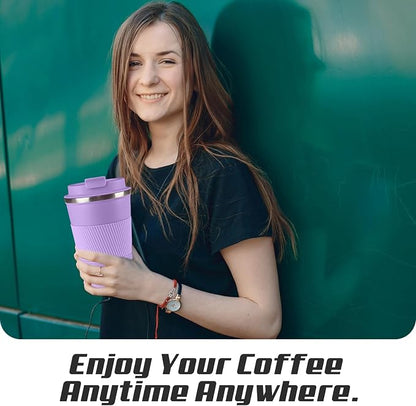 SPLMIFA Vacuum-Insulated Stainless Steel Travel Coffee Mug, Leak-Proof Reusable Coffee Cup with Lid - Keep Hot & Cold Drinks for Hours, Durable Insulated Tumbler for Men & Women(3rd-Purple, 17OZ)