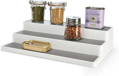 madesmart Shelf Organizer - White | CABINET COLLECTION | 3-Tier Cabinet, Pantry, or Countertop Organizer | Soft-grip Lining and Non-slip Fee | BPA-Free