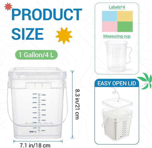 METAPACK Square 1 Gallon 4 Pack Clear Food Grade Storage Containers, (4, 1, Gallons)