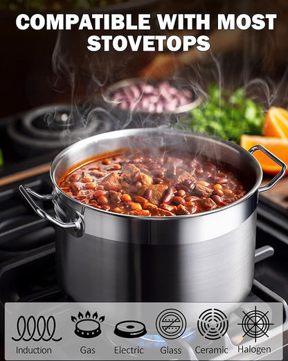 Cooks Standard Professional 16 Quart Stainless Steel Stock Pot with Lid, Large Pot for Cooking Pasta, Soup, Spaghetti, Stockpot with Even Heating, Oven Safe, Cookware for Canning, Boiling, Simmer