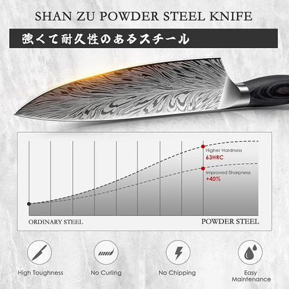 3PCS Kitchen Knife Set,Chef Knife Sets in Powder Steel, Ultra Sharp Japanese Knives Set High Carbon Steel Knives Sets, Cooking Knives Set with Ergonomic Pakkawood Handle