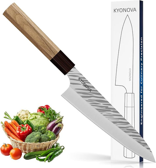 8 Inch Chef Knife, 9-Layer VG10 High Carbon Steel Professional Japanese kitchen Steak Knives, Octagonal Rosewood Handle Cooking Knife sharp chef knife for Home & Restaurant