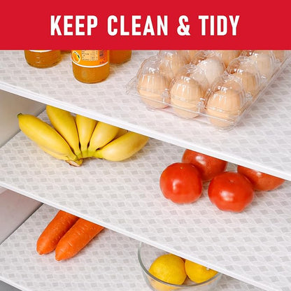 Cooyes Refrigerator Liners, Non-Slip Fridge Liners Washable, Absorbent Refrigerator Shelf Liner for Kitchen Cabinets, Non-Adhesive Refrigerator Mats Fridge bin Liners 12" x 360", Gray