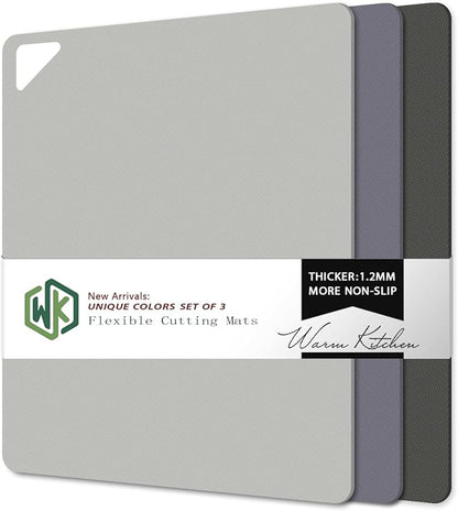 WK Flexible Plastic Cutting Boards for Kitchen, Cutting Board Mats Set of 3, Nonslip Cutting Board for Meat, Thin Cutting Sheets with Hole, Dishwasher Safe, BPA Free, 14.5x11.5"