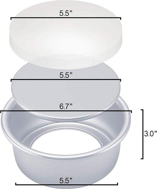 6 Inch Cake Pans Set of 4, Nonstick Aluminum Pans with 100 Sheets Parchment Paper, Round Cake Pans Cake Tins for Making Layered Cakes Deep Dish Pizza Quiches, Removable Bottom for Easy Quick Release