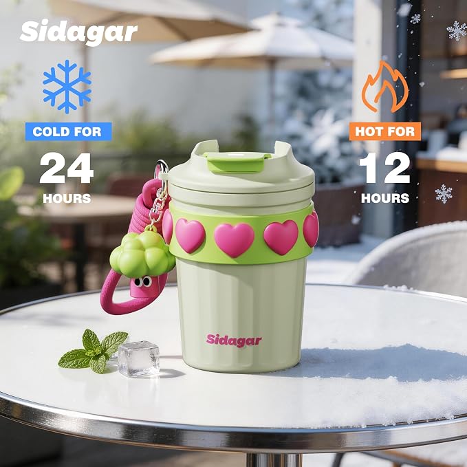 SDGA+ 12 oz Travel Coffee Mug Spill Proof Leak Proof, Stainless Steel Thermal Coffee Cup with Lid, Resuable Cup for Hot and Cold, Portable Tumbler for Women, Minty Matcha