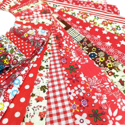80 Pcs Jelly Roll Fabric Strips for Quilting Sewing 2.6 Inch Precut Cotton Floral Fabric Strips Bundles DIY Sewing Supplies Red