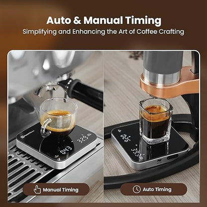 Maestri House S2 Espresso Coffee Scale with Timer, 0.1g Precision 2kg Rechargeable Shot Scale, Barista Kit Version with 100g Calibration Weight & Carrying Case, for Espresso Brewing