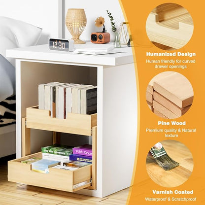 Pull Out Cabinet Organizer, 14''W×21''D Sliding Drawers for Cabinets, 2 Tier Soft Close Slide Out Wooden Pull out Drawers, Base Cabinet Organization for Kitchen, Pantry, Bathroom