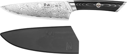 Cangshan KURO Series 6-Inch Chef's Knife with Sheath, High Carbon X-7 Damascus Steel, 504272