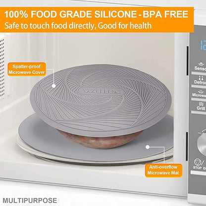 Silicone Microwave Mats, Walfos Heat Resistant Multi-Purpose Microwave Trivet Mat, Non-Slip, BPA Free and Dishwasher Safe, Perfect for Microwave, Oven and Hot Pan, 2 Pieces