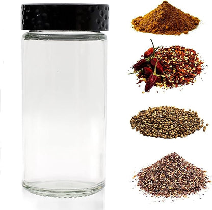 Tianifa 6pcs Black Spice Jars, 3 oz Glass Seasoning Bottles, Spices Container, Empty Spice Jars,Round Spice Bottles with Airtight Plastic Caps with Shaker Lids