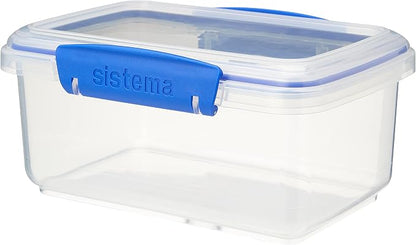 Sistema KLIP IT Rectangular Collection Food Storage Container, 33.8 oz./1 L, Clear/Blue