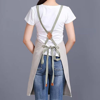 Tosewever Canvas Cross Back Chef Cotton Aprons for Men Women with Large Pockets