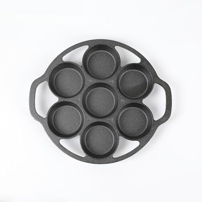 HAWOK Cast Iron Fried Egg Pan biscuit muffins and scones cake Pan With 7-Mold Design