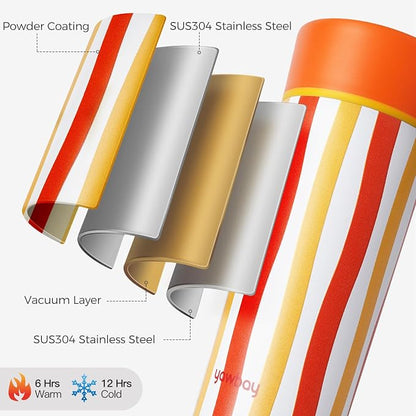 Travel Coffee Mug with 360° Lid,12 oz One-Hand Open/Close 360° All-Round Drinking Spout Travel Cup,Leak Spill Proof Vacuum Insulated Stainless Steel Silicone Bottom Coffee Tumbler for Hot Cold Orange