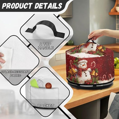 Bells Snowman Slow Cooker Cover Protection Crock Fits for Most 6-8 Quart Oval Slow Cooker Dustproof Small Appliance Accessories Christmas Decor
