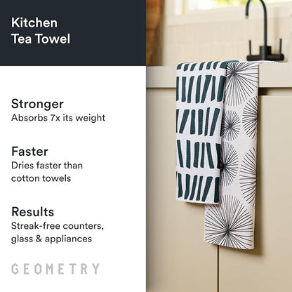 GEOMETRY Kitchen Tea Towels - Quick Dry Microfiber Dish Towels for Kitchen Linework, 18" x 30" 2 Pack