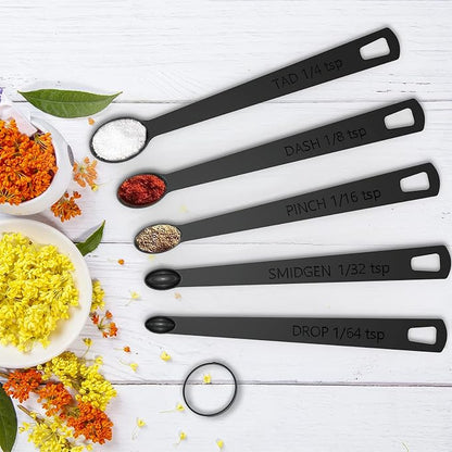 Wildone 21 Piece Black Measuring Cups & Spoons, Includes 7 Stainless Steel Measuring Cups, 8 Double Sided Measuring Spoons, 1 Leveler & 5 Mini Spoons