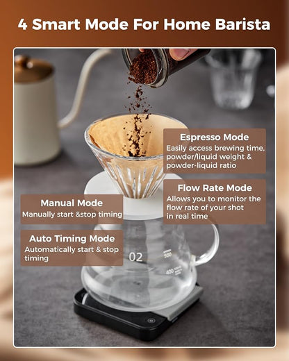Tuni G1 Ivory Conical Burr Coffee Grinder with Black Digital Coffee Scale, 48 Grind Settings Anti-static Coffee Bean Espresso Grinder for Espresso/Drip/Cold Brew/French Press