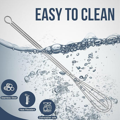 Long Mini Whisks Stainless Steel, Eddeas Skinny Small Whisk 10 inch Tiny Whisk With Long handle for Whisking, Beating, Mixing Sauces, Blending Ingredients Kitchen Small Wisk
