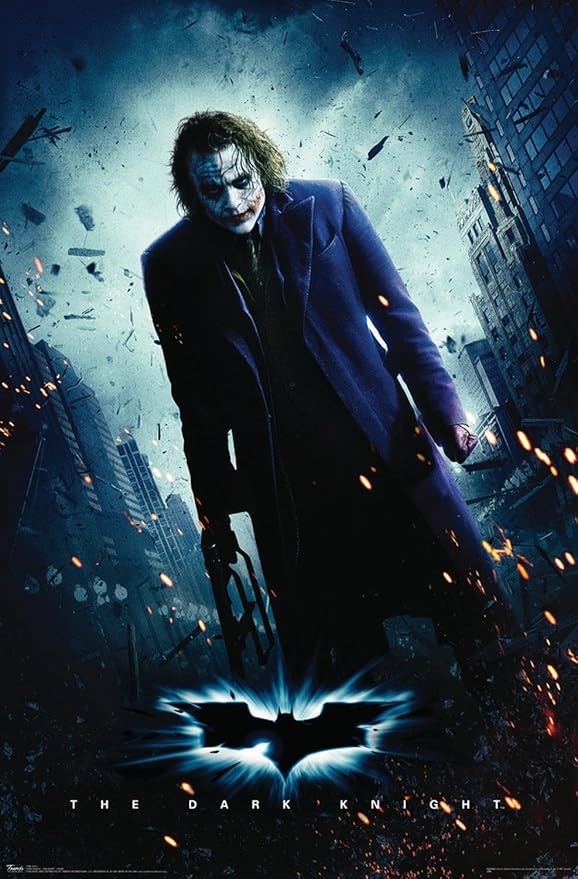 DC Comics Movie The Dark Knight - The Joker - One Sheet Wall Poster, 19L" x 13W", Premium Unframed Version