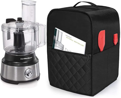 Luxja Food Processor Cover Compatible with Cuisinart and Hamilton Beach 10-14 Cup Processor, Food Processor Dust Cover with Accessories Pockets, Black