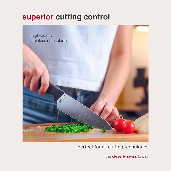 Zyliss Comfort Knife - Japanese Stainless Steel Blade - Non-Slip Contoured Handle for All Hand Sizes - Kitchen Tools with Safety Kitchen Blade Guards - Dishwasher Safe - 5.9" Chef's Knife