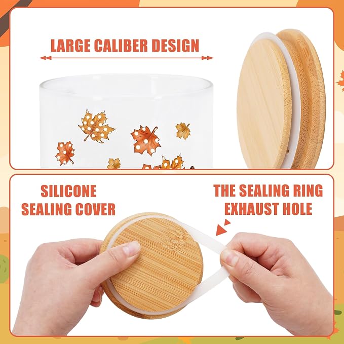 JarThenaAMCS 3Pcs Fall Glass Storage Jars with Airtight Lid Orange Pumpkin Autumn Gnome Truck Clear Food Storage Canisters Sets for Harvest Thanksgiving Home Kitchen Countertop Decoration