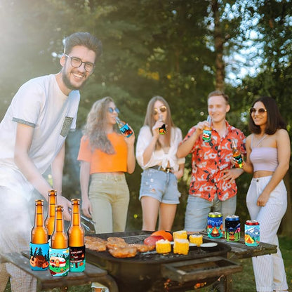 18 Pack Camping Can Cooler Sleeves Beer Drink Can Bottle Cooler Collapsible for Camp Themed Bachelorette Party Wedding Birthday Decorations Office Bar Supplies Favors