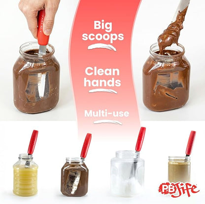 PB-JIFE! The Ultimate PB knife. Stir, scrape, and clean the BIG Jars (Red, 12)
