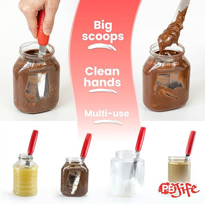 PB-JIFE! The Ultimate PB knife. Stir, scrape, and clean the BIG Jars (Red, 1)