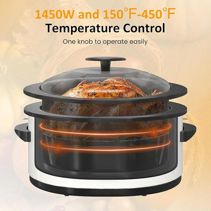 Sunvivi Electric Roaster Oven for Small Families, 8QT Portable Roaster with Self-Basting Lid Defrost & Keep Warm, Adjustable Temp 150°F-450°F for Baking, Slow Cooking, Buffet Serving & RV Camping