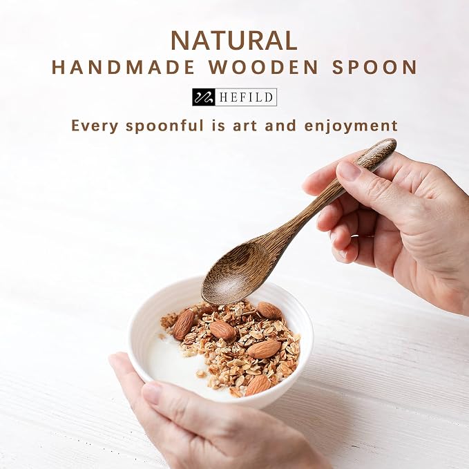 2 PCS Small Wooden Spoons, 5.8 Inch Honey Spoons for Tea, Padauk Wooden Honey Teaspoon for Coffee, Little Tiny Wood Spoons, Bamboo Table Spoon for stirring, Wooden Spoons for Utensils Set