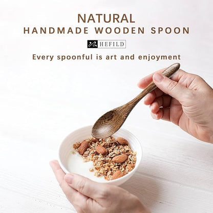 4 PCS Small Wooden Spoons, 5.8 Inch Honey Spoons for Tea, Padauk Wooden Honey Teaspoon for Coffee, Little Tiny Wood Spoons, Bamboo Table Spoon for stirring, Wooden Spoons for Utensils Set