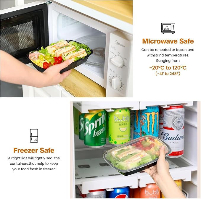Glotoch Express 32oz 1-Compartment Meal Prep Containers with Lids, Durable BPA-Free Plastic Meal Prep Boxes, Microwave/Freezer/Dishwasher Safe, 150 Pack
