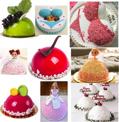 Pack of 2, 6 Inch Dome Hemisphere Cake Pan, DIY 3D Football Soccer Shaped Birthday Nonstick Cake Mould, Aluminum