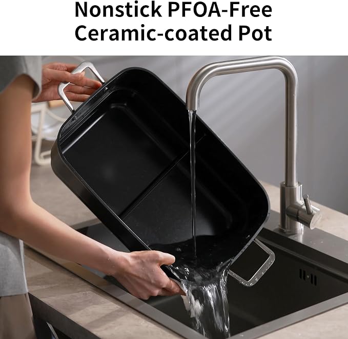 Slow Cooker 10 Quarts (2 x 5 Quarts) PFOA-Free Ceramic Coating | Adjustable Temp Oven Safe to 450°F | Keep Warm Function for Large Family Gatherings (Includes Silicone Spoon)