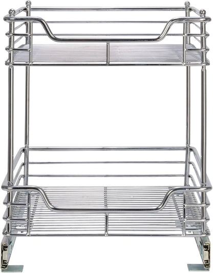 Household Essentials Chromed Steel 2-Tier Artisan Pull-Out Organizer