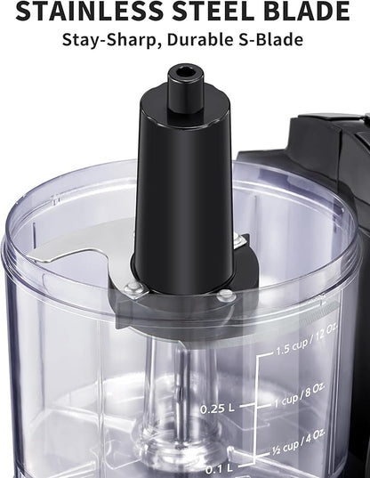 Reemix 1.5-Cup One-Touch Electric Food Chopper, 100W Mini Food Processor Meat Grinder, Mix, Chop, Mince and Blend Vegetables, Fruits, Nuts, Meats, Stainless Steel Blade (Black)
