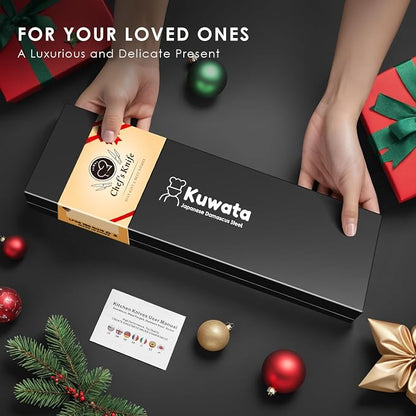 7 Inch Japanese Santoku Knife, Ultra Sharp High Carbon Stainless Steel Kitchen Knife, Professional Santoku Knives G10 Ergonomic Color Wooden Handle with Gift Box