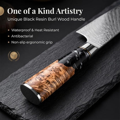 Tidal Black - 8" Chef Knife - Damascus