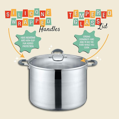 CONCORD 20 Quart Stainless Steel Canning Pot Set. Includes Canning Rack, Tongs, Jar Lifter, Funnel, Wrench, Lid Lifter, Mixer/Measurer (Induction Compatible)